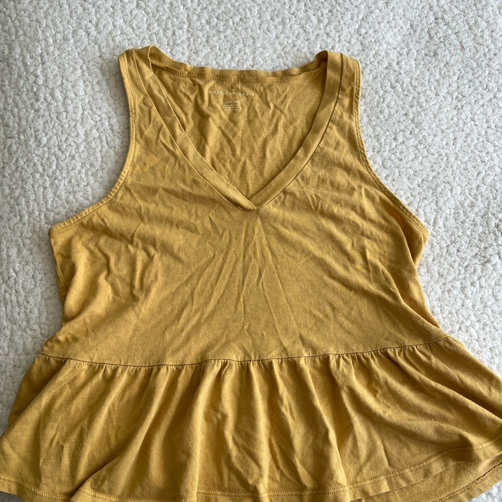 Mustard Yellow Sleeveless Peplum Top